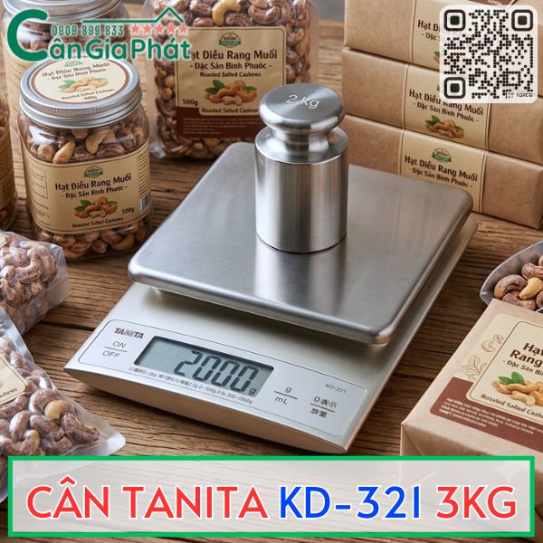 Hướng dẫn hiệu chuẩn cân điện tử Tanita KD-321 3kg bằng quả cân chuẩn inox 1kg 2kg