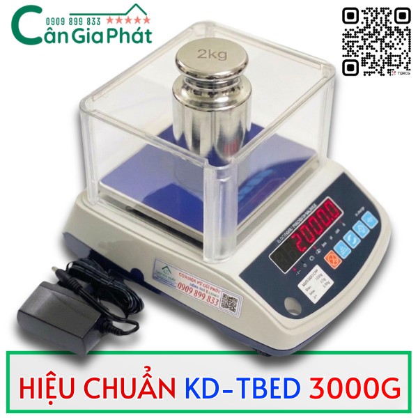 Hiệu chuẩn cân điện tử KD-TBED 3000g bằng quả cân chuẩn inox 2kg