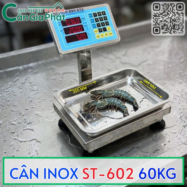 CÂN TÍNH TIỀN 60KG ST-602 INOX CHỐNG NƯỚC
