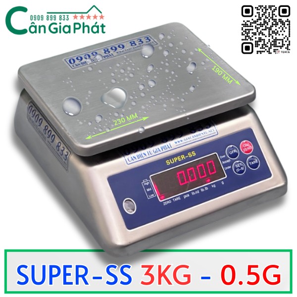 CÂN INOX CHỐNG NƯỚC SUPER-SS 3KG 6KG 15KG 30KG