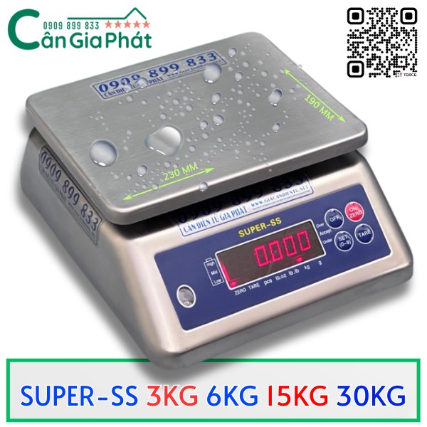 CÂN INOX CHỐNG NƯỚC SUPER-SS 3KG 6KG 15KG 30KG