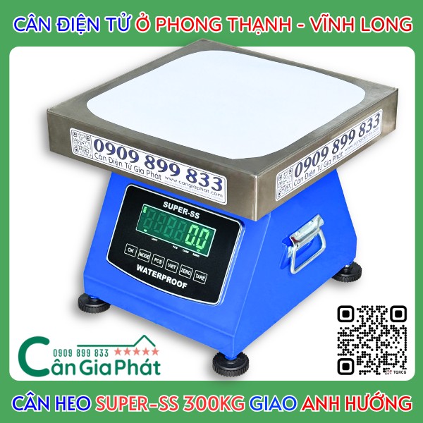 Cân điện tử cân heo Super-SS 300kg chống nước chốt số giao anh Chí Hướng ở ấp Cây Gòn, Phong Thạnh, Vĩnh Long