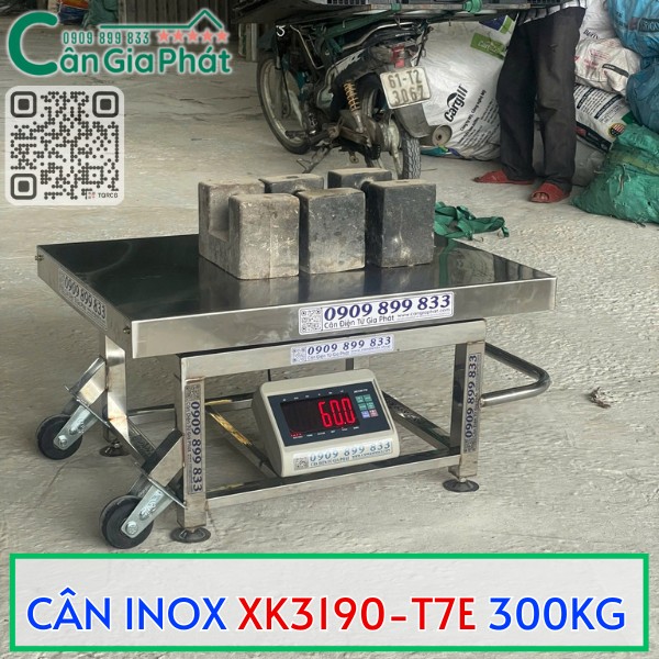 CÂN INOX XK3190-T7E CÓ BÁNH XE