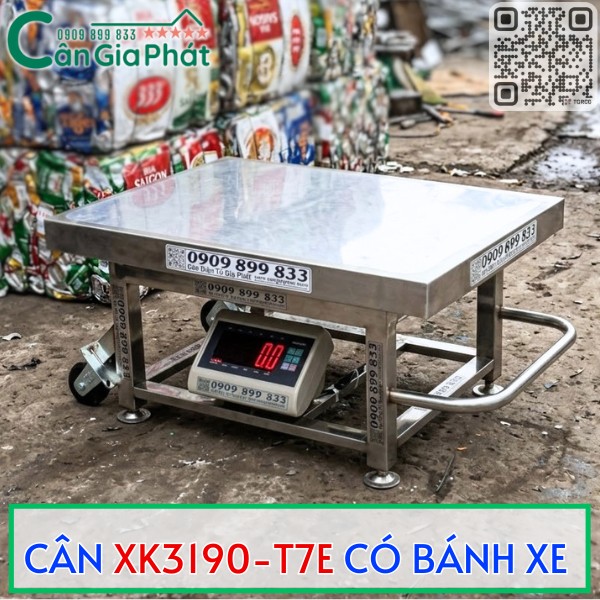 CÂN INOX XK3190-T7E CÓ BÁNH XE