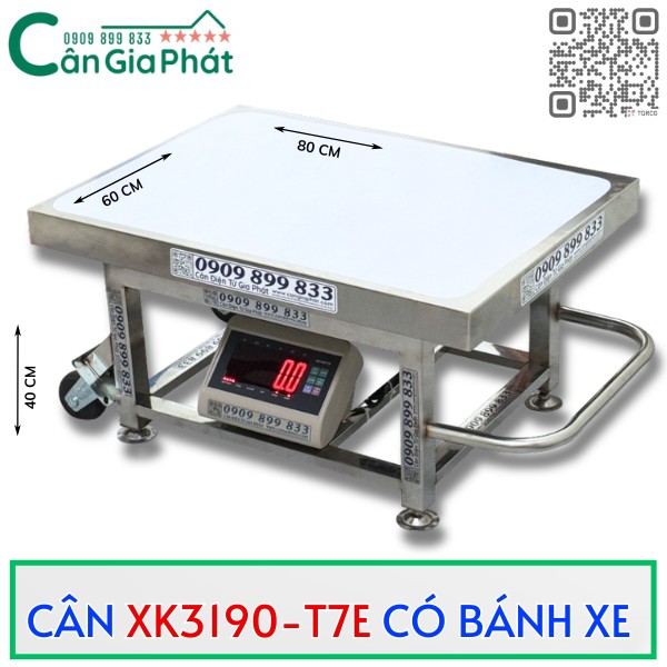 CÂN INOX XK3190-T7E CÓ BÁNH XE