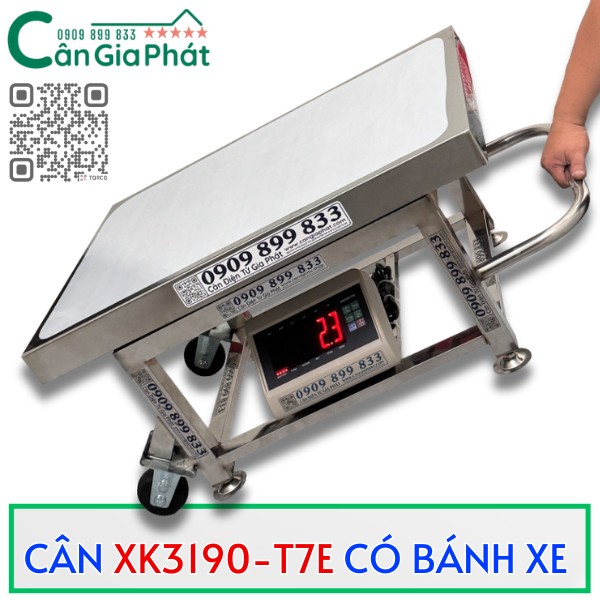CÂN INOX XK3190-T7E CÓ BÁNH XE