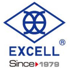 Logo thương hiệu Excell với biểu tượng hình thoi xanh và dòng chữ Since 1979