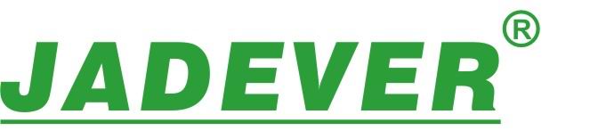 Logo thương hiệu cân điện tử JADEVER màu xanh chữ in đậm