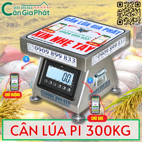 Cân điện tử cân lúa số đen nền trắng 200kg 300kg Gia Phát