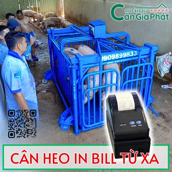 Cân điện tử cân heo Gia Phát in bill từ xa