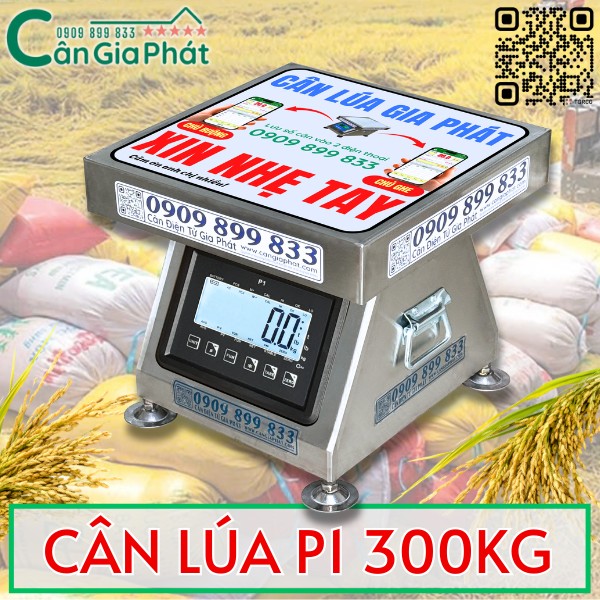 CÂN ĐIỆN TỬ CÂN LÚA INOX P1 300KG SỐ ĐEN NỀN TRẮNG &amp; IN BILL