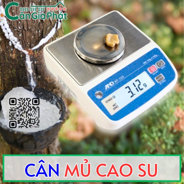 Cân điện tử A&D HT-120 dùng để cân mủ cao su với màn hình hiển thị trọng lượng rõ ràng