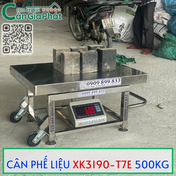 CÂN PHẾ LIỆU INOX XK3190-T7E 500KG CÓ BÁNH XE
