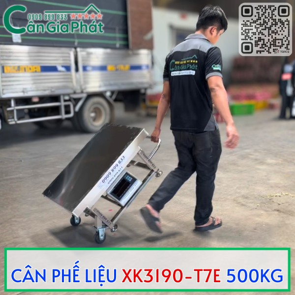 CÂN PHẾ LIỆU INOX XK3190-T7E 500KG CÓ BÁNH XE