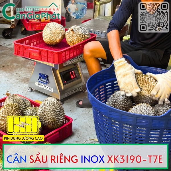 Cân điện tử cân sầu riêng cấp đông nguyên trái XK3190-T7E 300kg