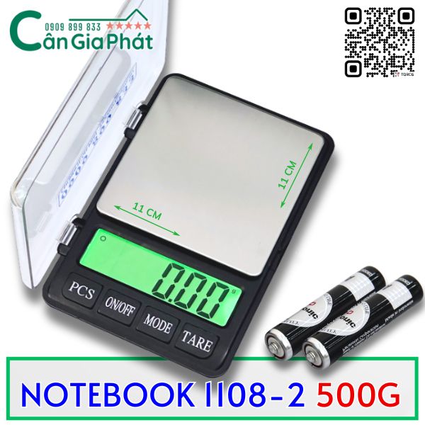 Cân điện tử Notebook 1108-2 500g - độ chính xác 0.01g - CÂN ĐIỆN TỬ GIA PHÁT - https://candientu.net/