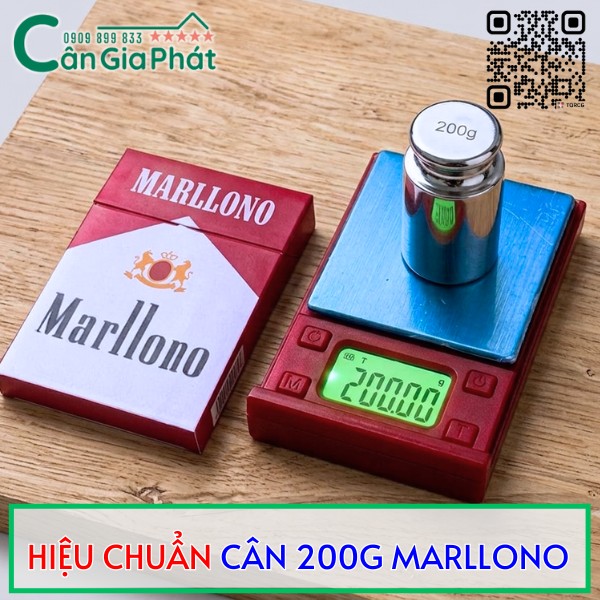 Hiệu chuẩn cân điện tử gói thuốc Marllono 200g 500g bằng quả cân chuẩn inox 200g 500g