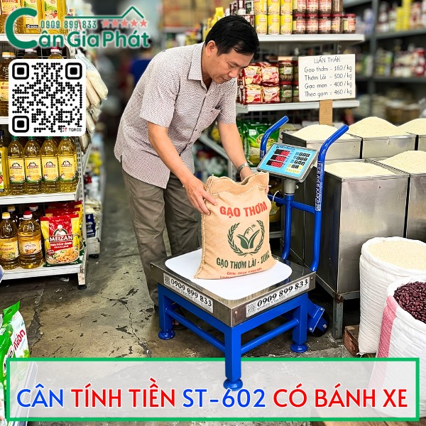 Cân điện tử tính tiền ST-602 có bánh xe