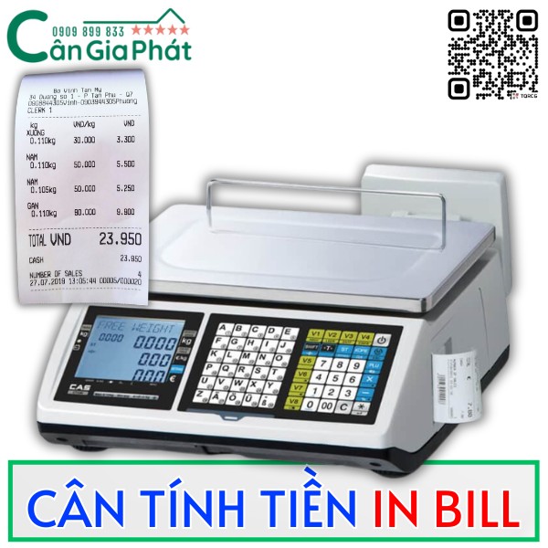Cân điện tử tính tiền in bill in hóa đơn Cas CT-100 15kg 30kg - CÂN ĐIỆN TỬ GIA PHÁT